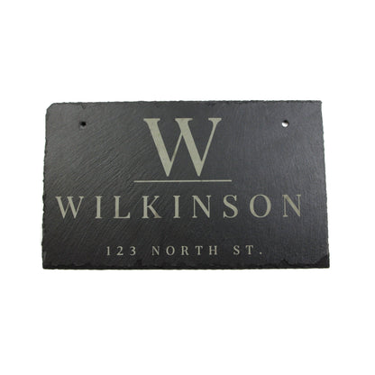 Personalized Slate Home Sign | Last Name Slate Address Sign | 11.75" x 7" Size | Street Number Sign | Slate Hanging Sign - Hooyah Woodworks LLC