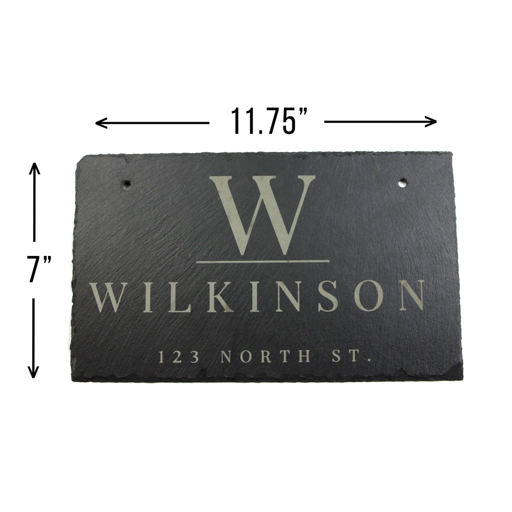 Personalized Slate Home Sign | Last Name Slate Address Sign | 11.75" x 7" Size | Street Number Sign | Slate Hanging Sign - Hooyah Woodworks LLC