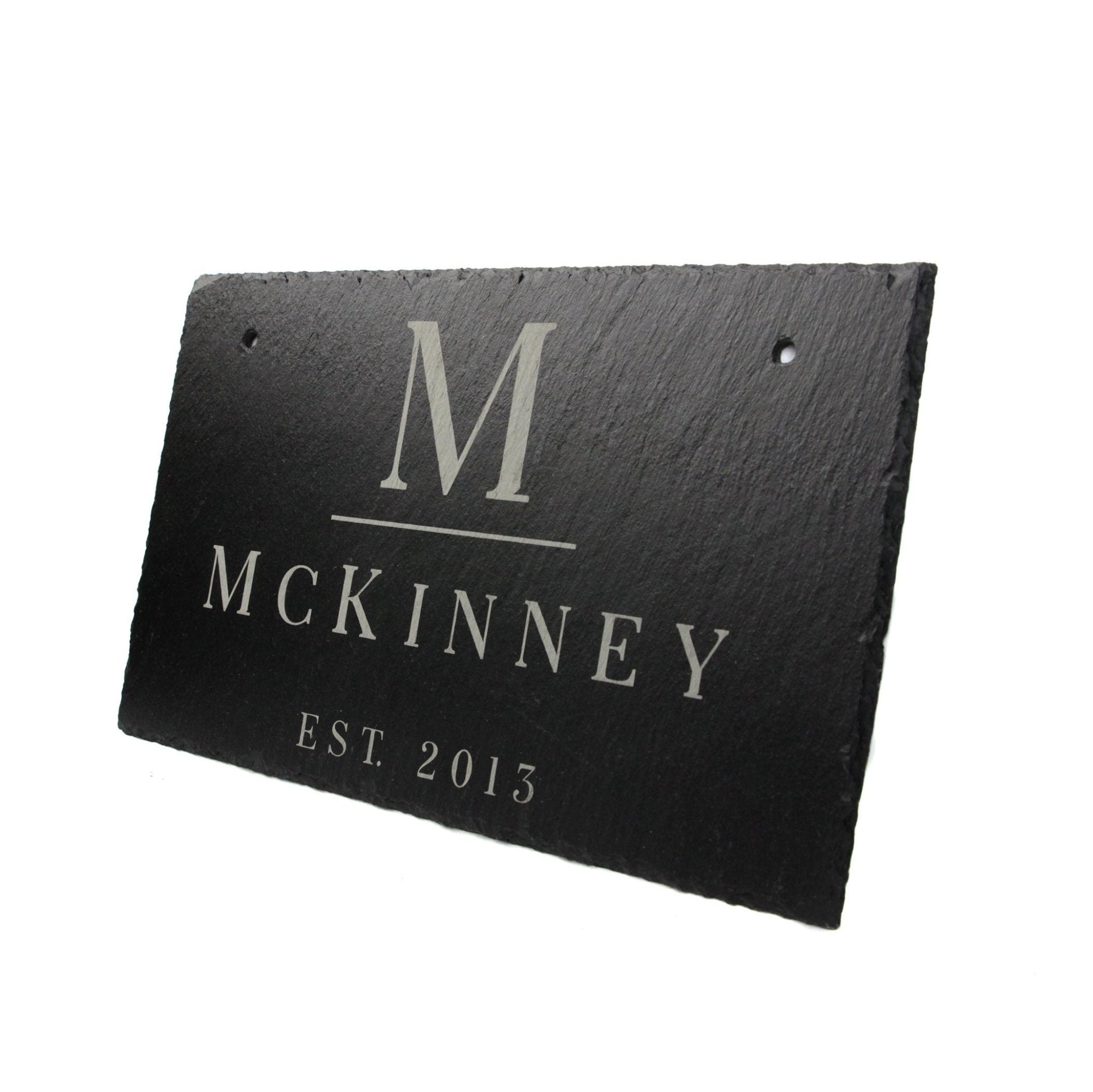 Personalized Slate Home Sign | Last Name Slate Address Sign | 11.75" x 7" Size | Street Number Sign | Slate Hanging Sign - Hooyah Woodworks LLC