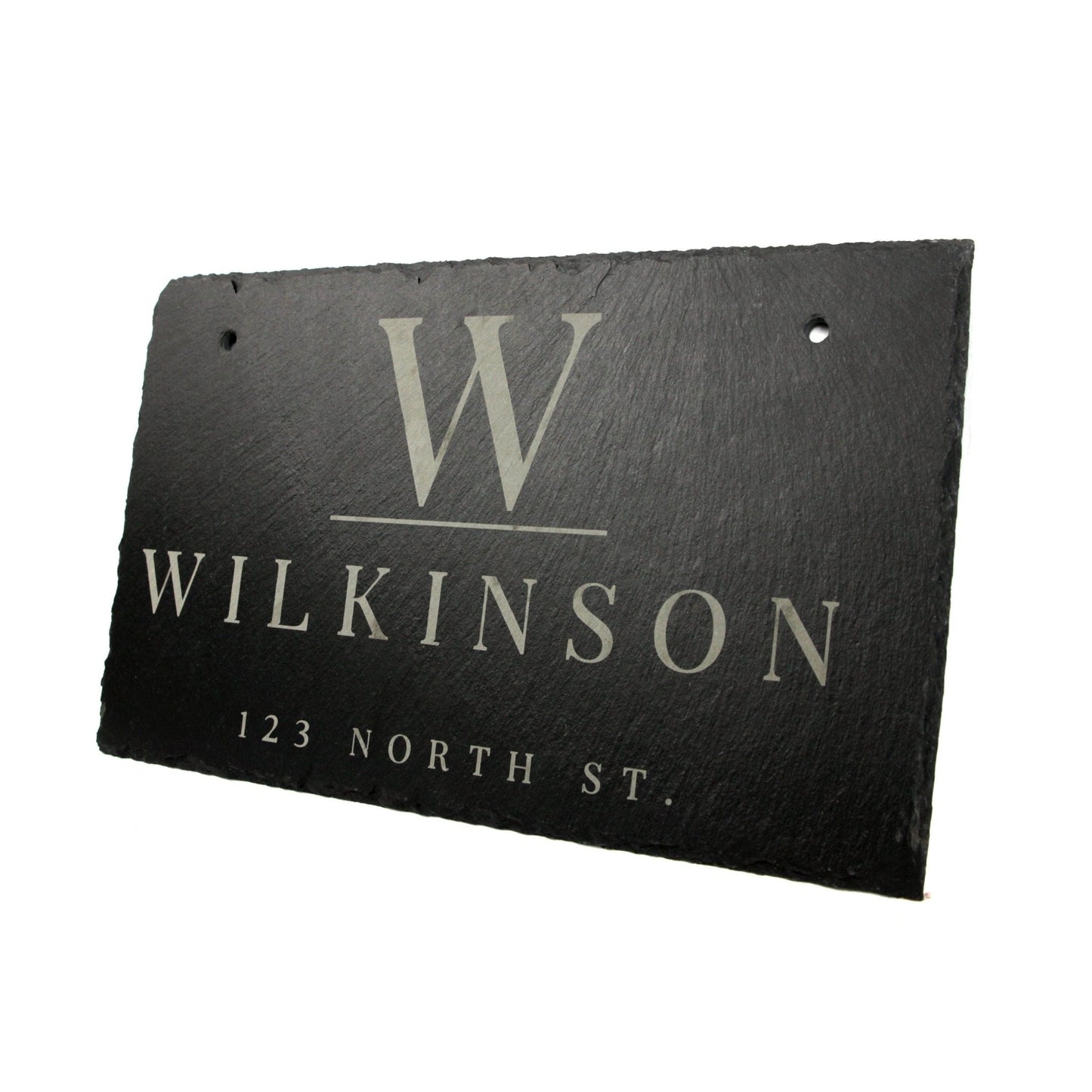Personalized Slate Home Sign | Last Name Slate Address Sign | 11.75" x 7" Size | Street Number Sign | Slate Hanging Sign - Hooyah Woodworks LLC