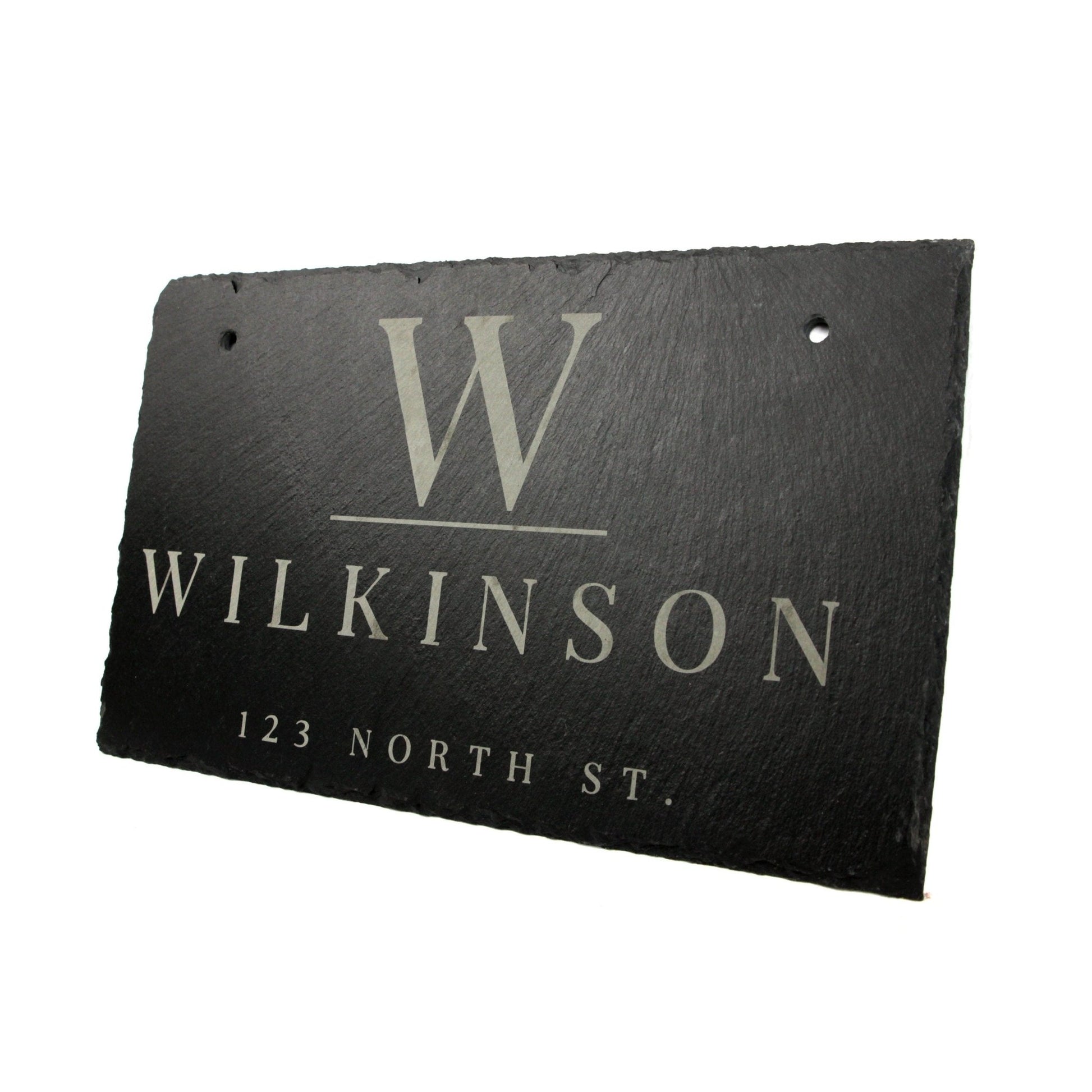 Personalized Slate Home Sign | Last Name Slate Address Sign | 11.75" x 7" Size | Street Number Sign | Slate Hanging Sign - Hooyah Woodworks LLC