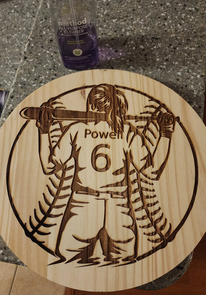 Personalized softball girl sign - Hooyah Woodworks LLC