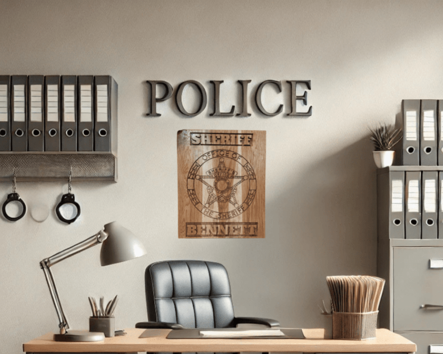 Police badge wall decoration - Hooyah Woodworks LLC