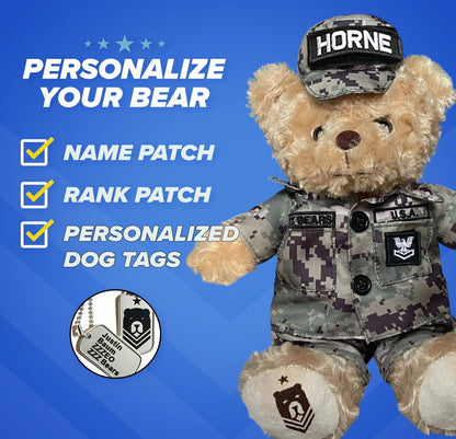 Sailor Sleeptight - Navy Teddy Bear Cammo - Hooyah Woodworks LLC