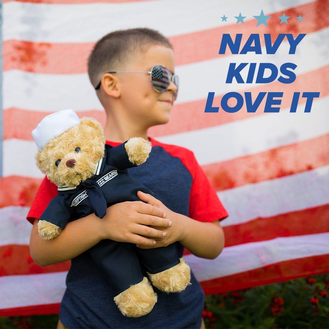 Sailor Sleeptight - Navy Teddy Bear - Hooyah Woodworks LLC