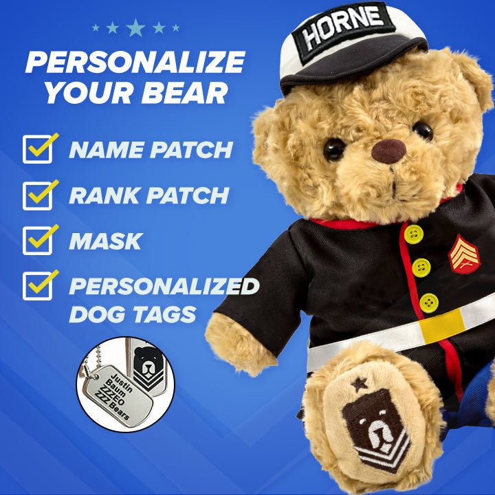 Sgt. Sleeptight - Marine Dress Blues Bear - Hooyah Woodworks LLC