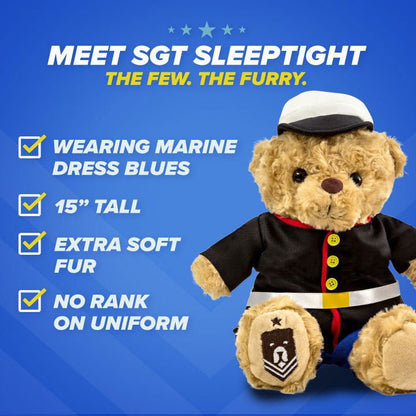 Sgt. Sleeptight - Marine Dress Blues Bear - Hooyah Woodworks LLC