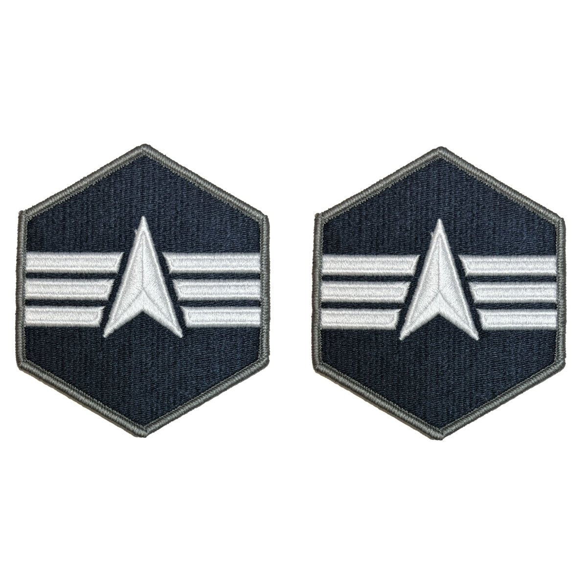 Space Force Chevron Embroidered: Specialist 4 - Small Color - Hooyah Woodworks LLC