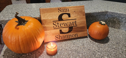 Walnut inlay butcher block cutting board. Personalization welcome. - Hooyah Woodworks LLC