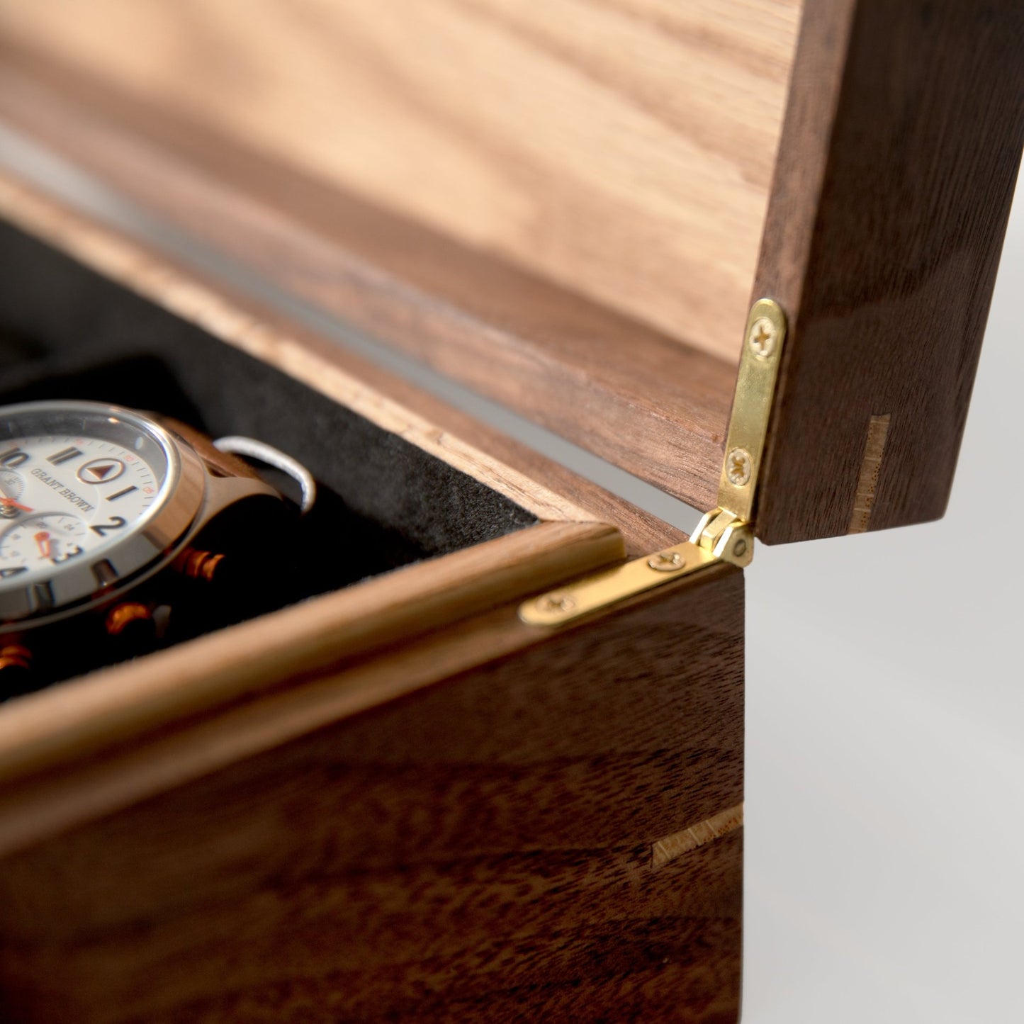 Watch Box - Black Walnut and Oak - 8 Compartments - Hooyah Woodworks LLC