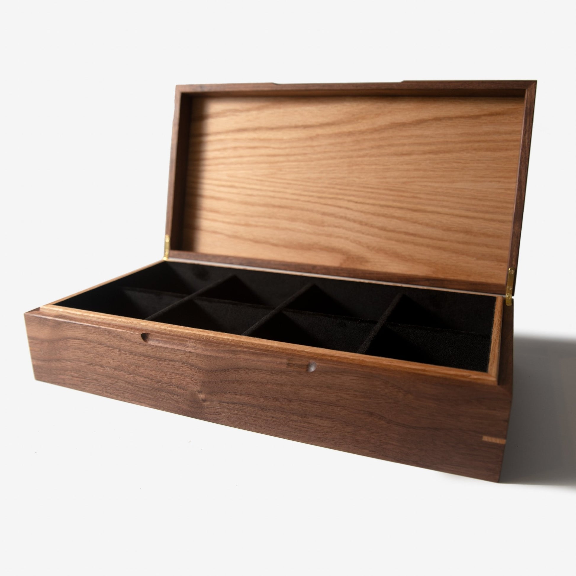 Watch Box - Black Walnut and Oak - 8 Compartments - Hooyah Woodworks LLC