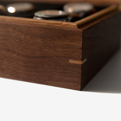 Watch Box - Black Walnut and Oak - 8 Compartments - Hooyah Woodworks LLC