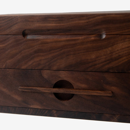 Watch Box with Drawer - Solid Black Walnut - 12 to 16 Watch Compartments - Hooyah Woodworks LLC