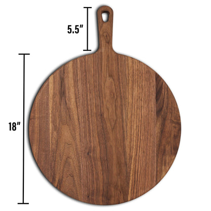 XL Walnut Paddle Cutting Board With Handle, Round Charcuterie Board, Wedding Gift, Charcuterie Board With Handle, 100% Handmade in the USA - Hooyah Woodworks LLC