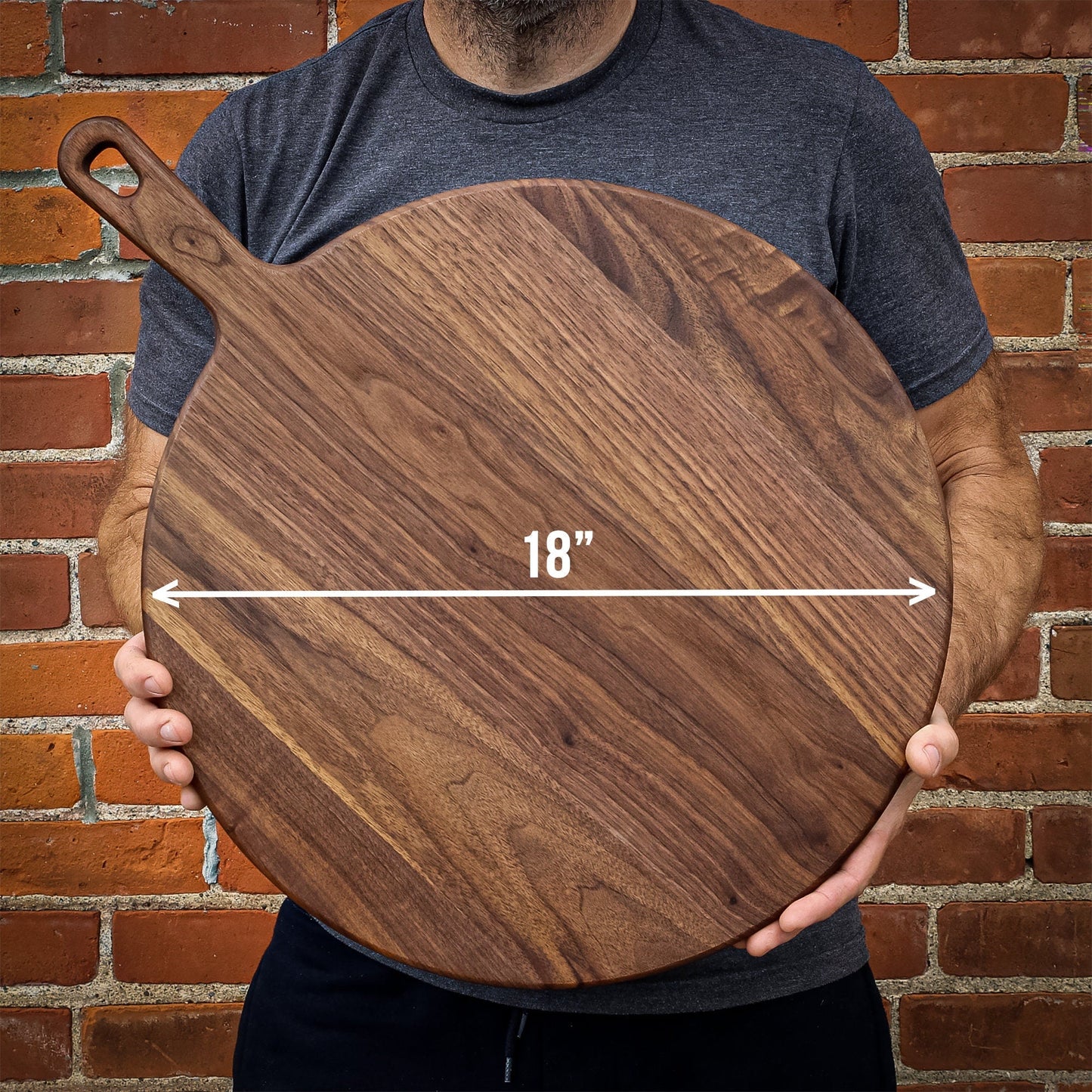 XL Walnut Paddle Cutting Board With Handle, Round Charcuterie Board, Wedding Gift, Charcuterie Board With Handle, 100% Handmade in the USA - Hooyah Woodworks LLC