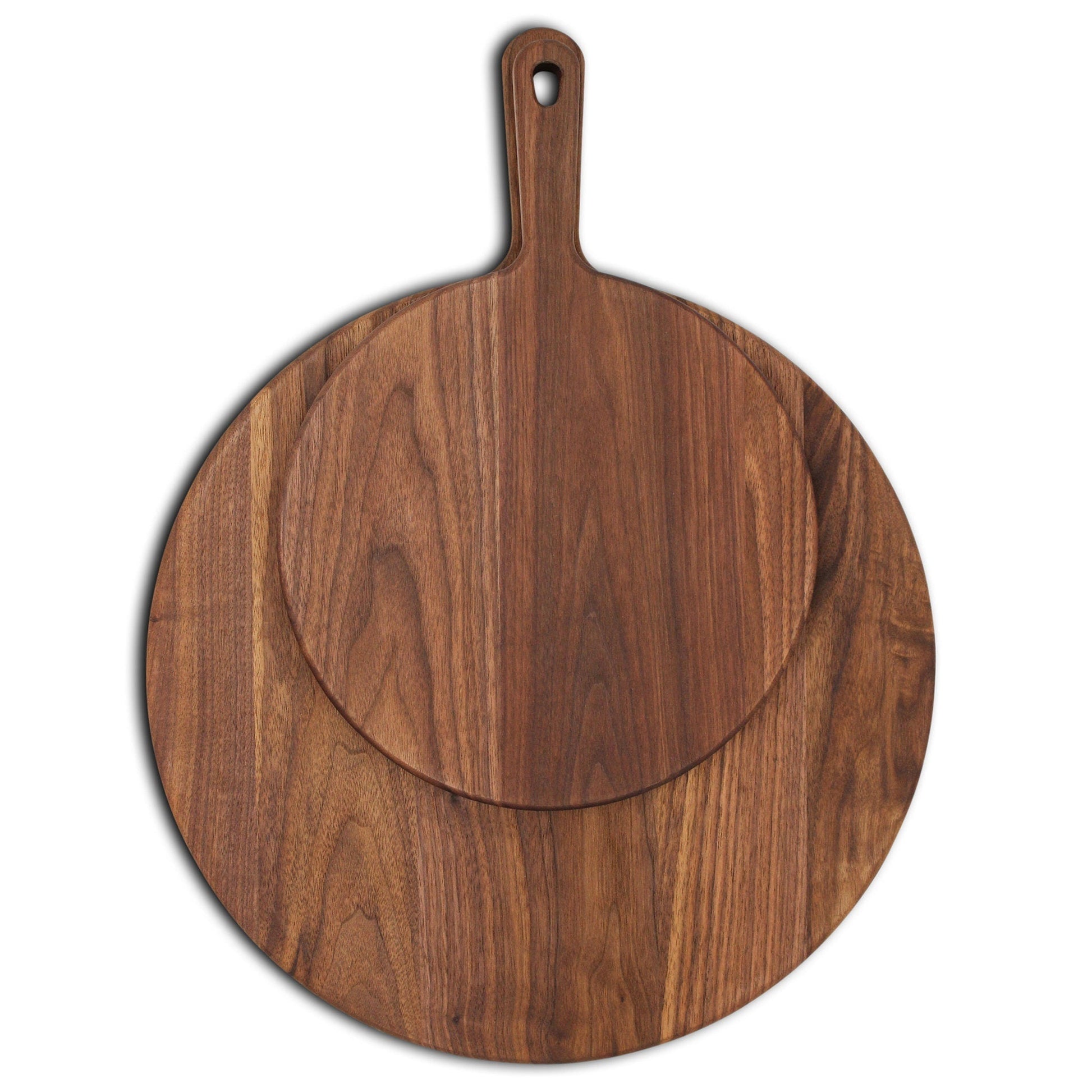 XL Walnut Paddle Cutting Board With Handle, Round Charcuterie Board, Wedding Gift, Charcuterie Board With Handle, 100% Handmade in the USA - Hooyah Woodworks LLC